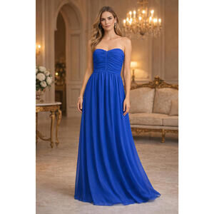 Royal Blue Ruched Chiffon Spaghetti Strap Floor-Length Dress Sz 4 NWT Prom Gala